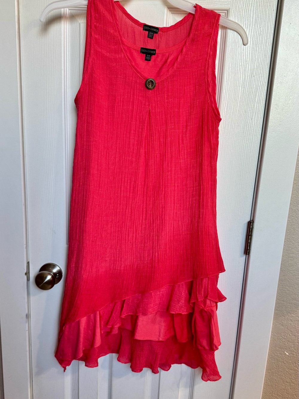 Coco + Carmen Salmon colored Ruffled Sleeveless Dress